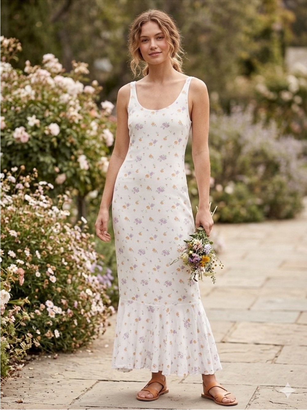 Princess Polly White Floral Scoop Neck Maxi Dress